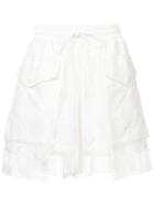 Sacai Embroidered Fringed Shorts - White