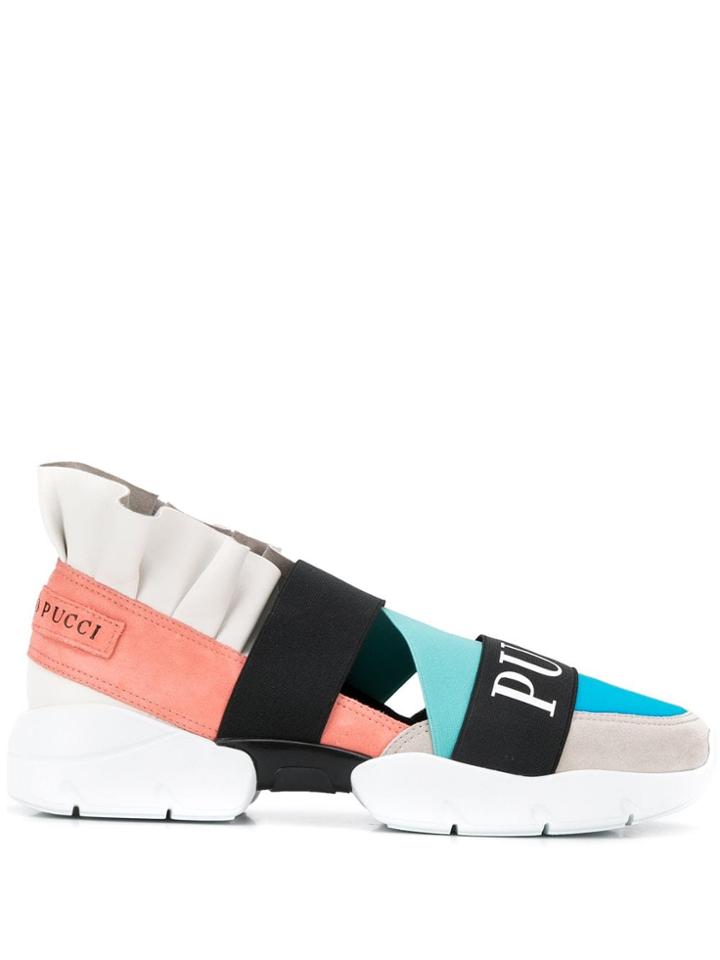 Emilio Pucci City Up Colourblock Ruffled Sneakers - Neutrals