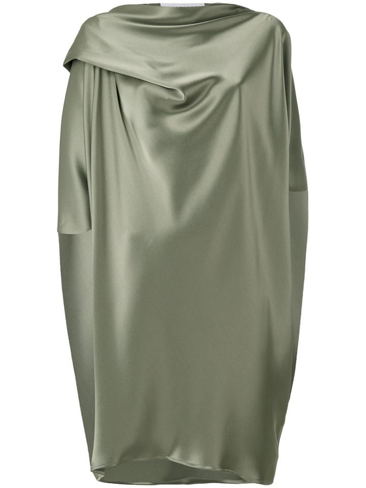 Gianluca Capannolo - Silky Draped Dress - Women - Polyester/triacetate - 44, Green, Polyester/triacetate