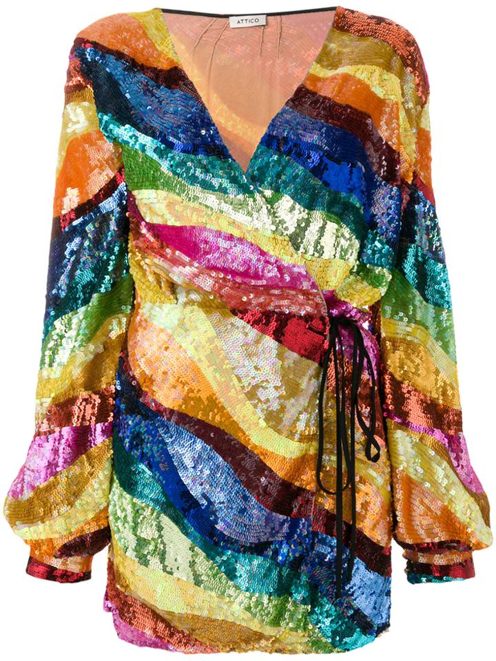 Attico Tie Waist Sequin Dress - Multicolour