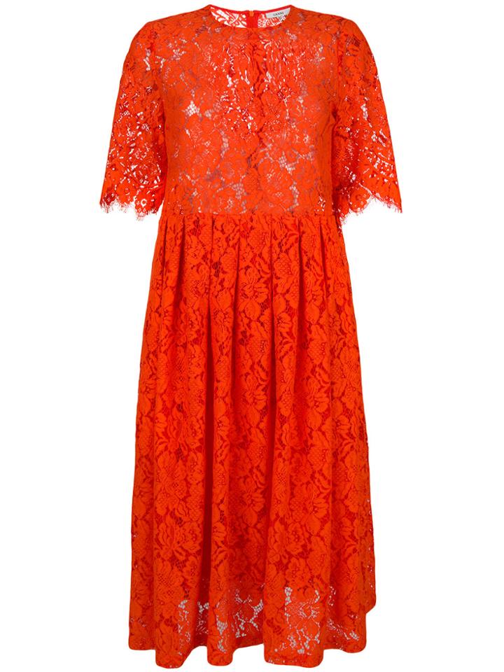 Ganni Eyelash Lace Dress - Yellow & Orange