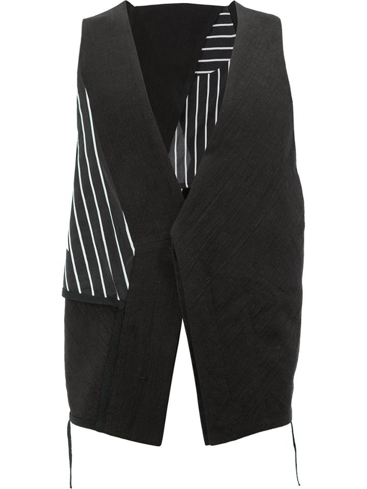 Cedric Jacquemyn Asymmetric Striped Vest - Black