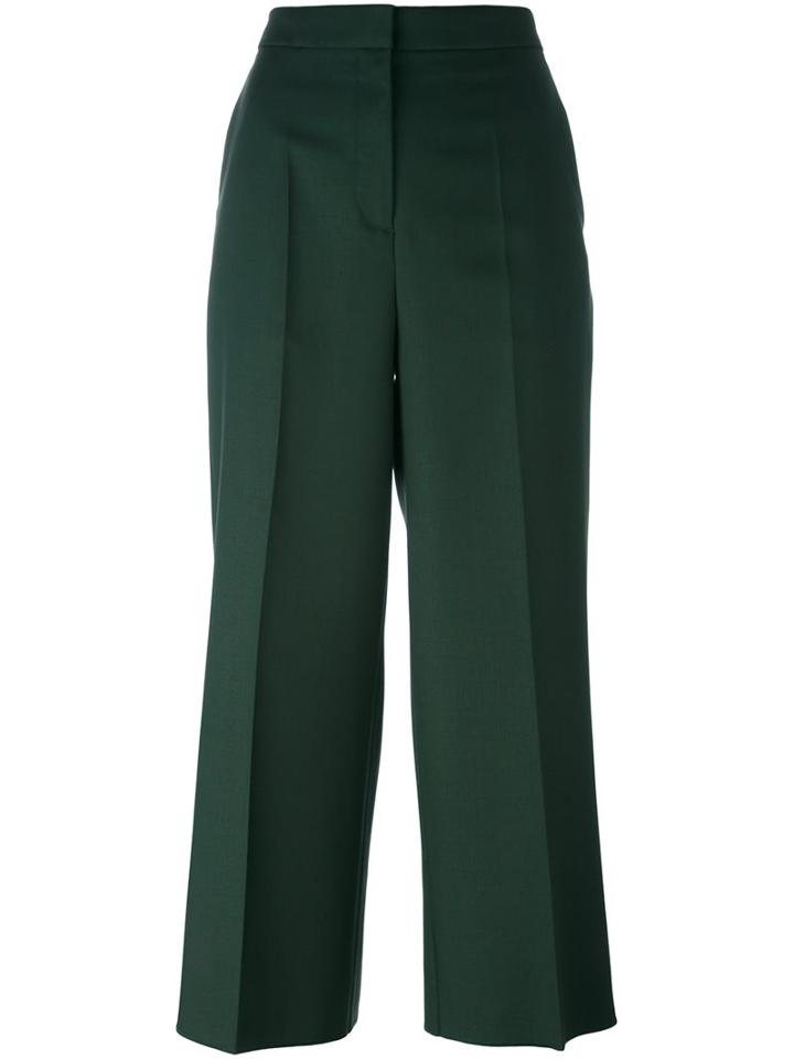 Rochas Wide-legged Tailored Cropped Trousers, Women's, Size: 46, Green, Silk/mohair/virgin Wool