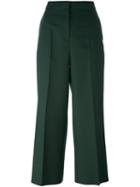 Rochas Wide-legged Tailored Cropped Trousers, Women's, Size: 46, Green, Silk/mohair/virgin Wool