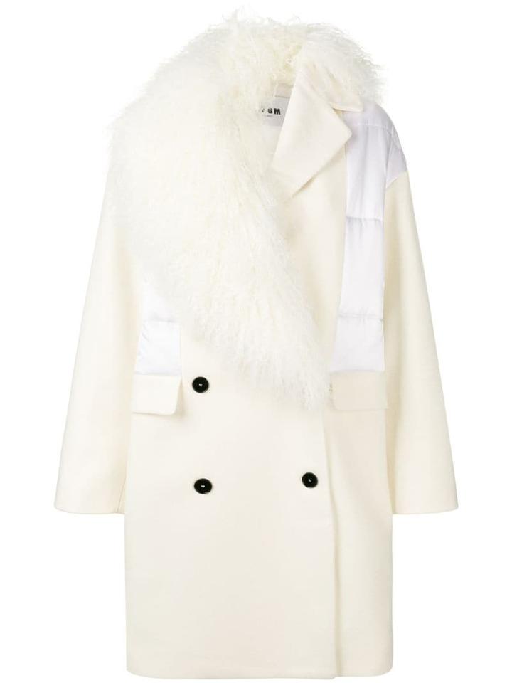 Msgm Fur Trim Coat - White