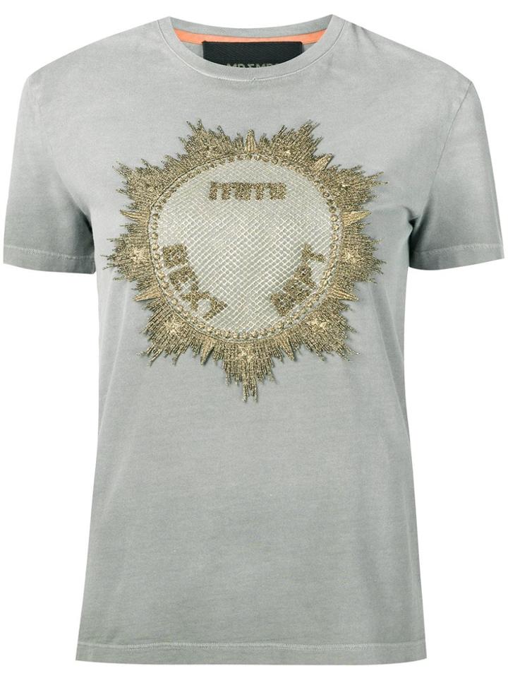 Mr & Mrs Italy Metallic Embroidered T-shirt - Grey