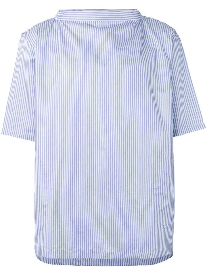 Comme Des Garçons Shirt Boys Striped Poplin Top, Men's, Size: Small, Blue, Cotton