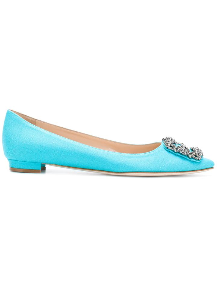 Manolo Blahnik Hangisiflat Linen - Blue
