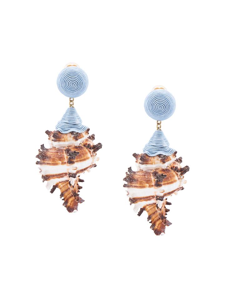 Rebecca De Ravenel Conch Earrings - Blue