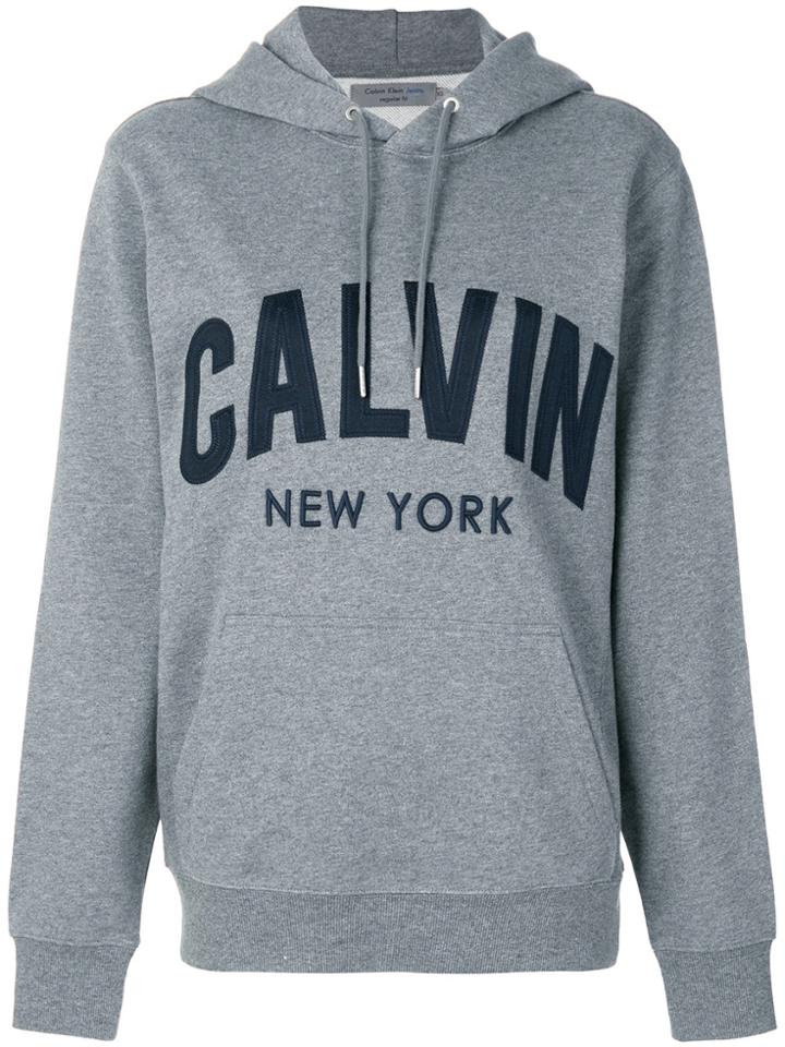 Ck Jeans Logo Print Hoodie - Grey