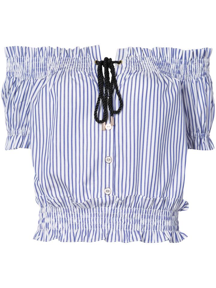 Caroline Constas - Peasant Blouse - Women - Cotton - M, Blue, Cotton