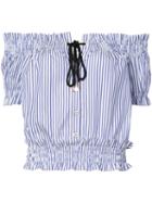 Caroline Constas - Peasant Blouse - Women - Cotton - M, Blue, Cotton