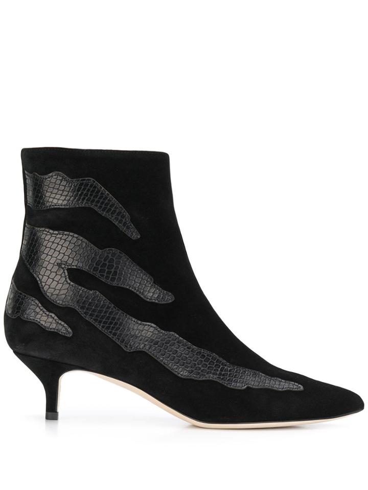Gia Couture Snakeskin Effect Detail Boots - Black