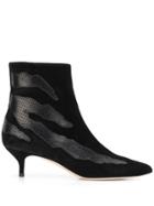 Gia Couture Snakeskin Effect Detail Boots - Black