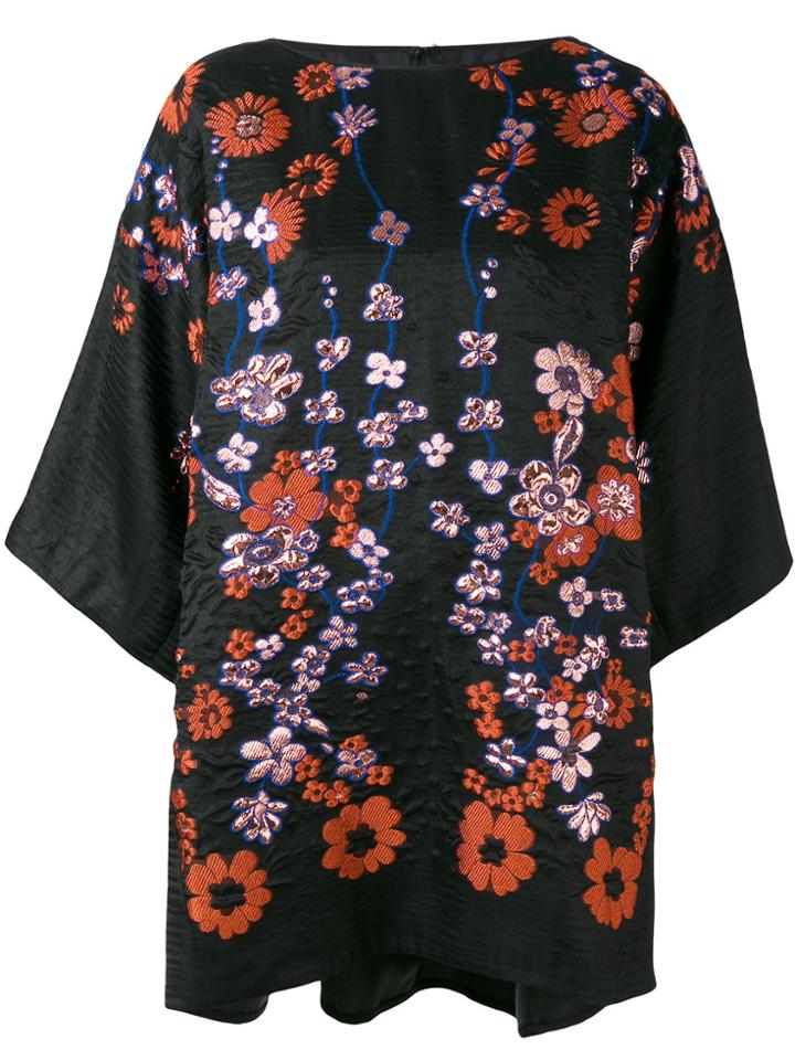 Talbot Runhof Floral Embroidered Tunic - Black