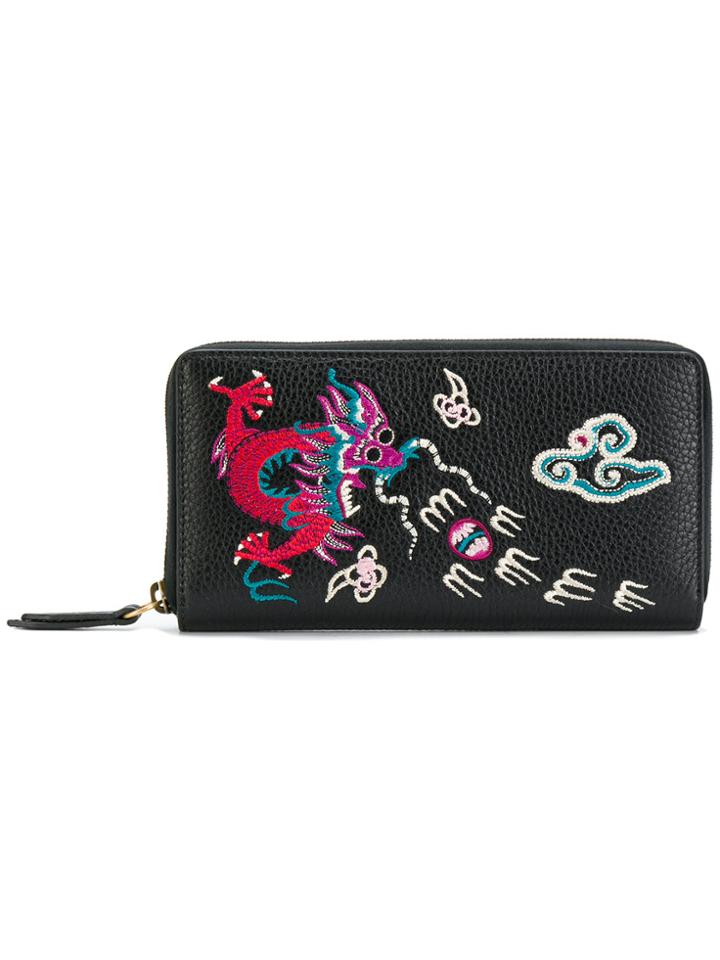 Gucci Embroidered Wallet - Black