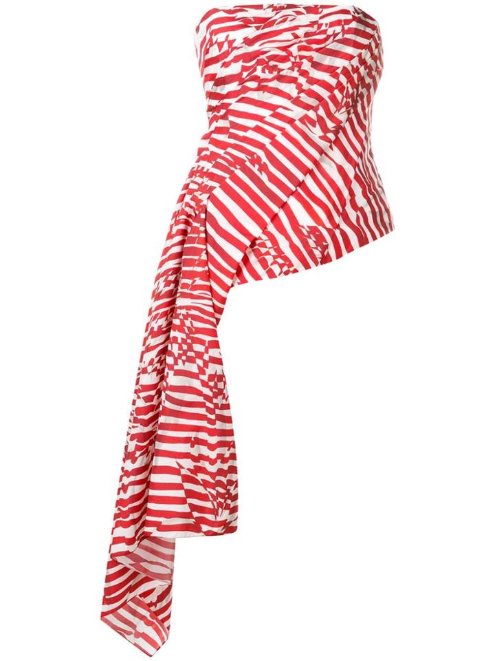 Halpern Draped Strapless Top - Red