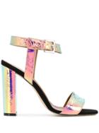Paris Texas Holographic Block-heel Sandals - Metallic