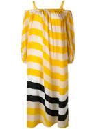 Fendi - Horizontal Stripe Dress - Women - Silk - 40, Yellow/orange, Silk