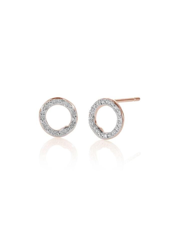 Monica Vinader Riva Circle Stud Diamond Earrings - Gold