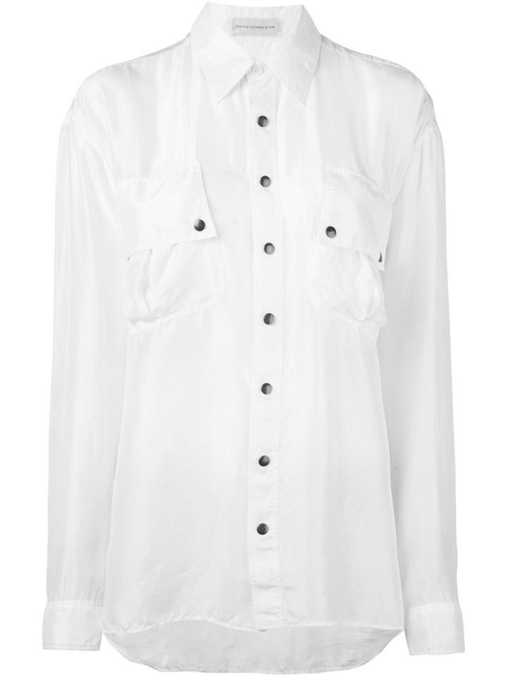 Faith Connexion Patch Pocket Shirt, Women's, Size: Small, White, Silk