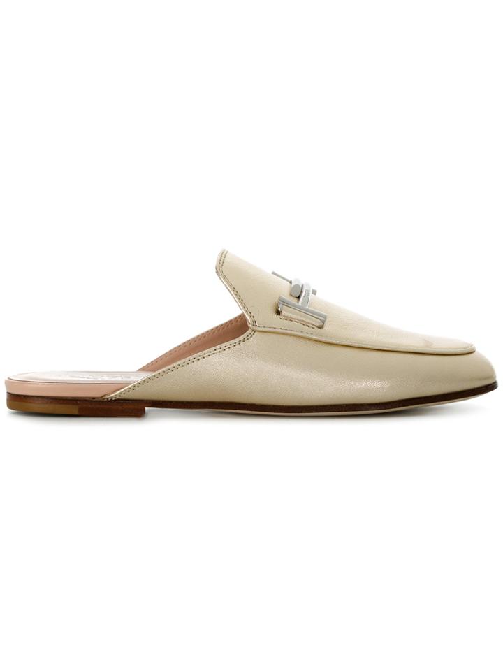 Tod's Double T Mules - Metallic