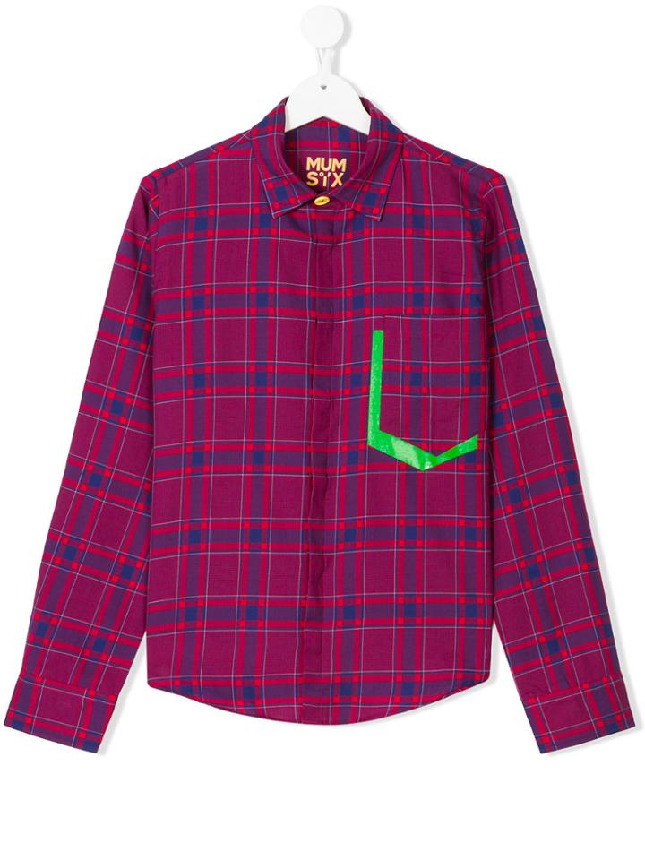 Mumofsix Teen Contrast Pocket Shirt - Red