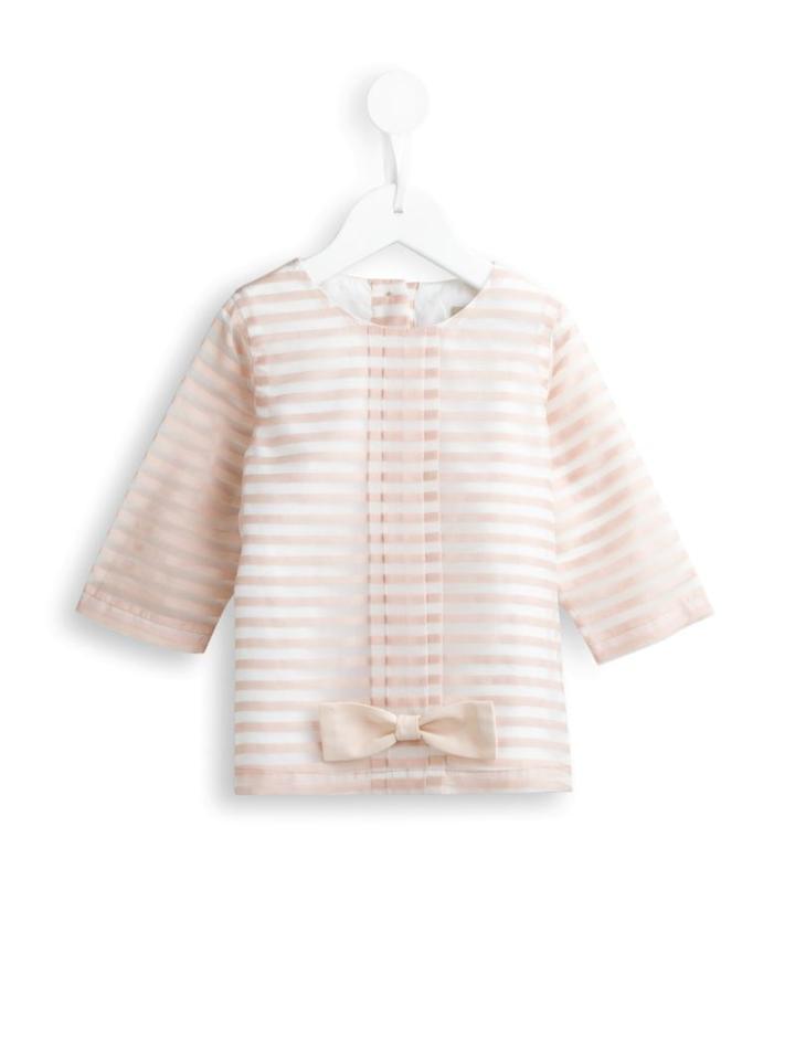 Hucklebones London Organza Stripe Blouse, Girl's, Size: 6 Yrs, Nude/neutrals