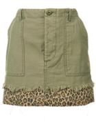 R13 Leopard Print Detail Skirt - Green