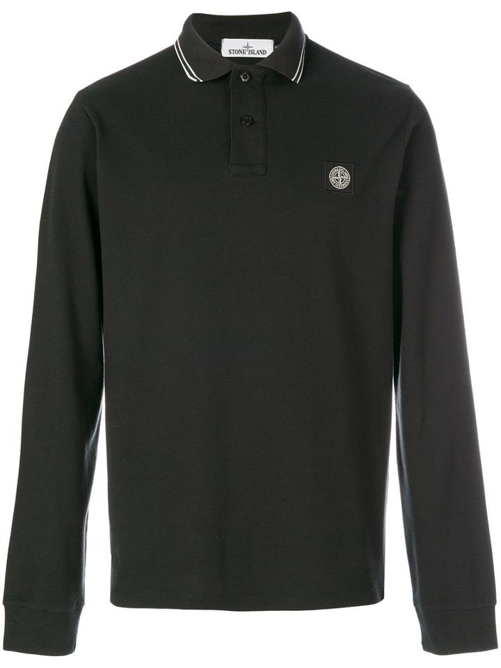 Stone Island - Longsleeved Polo Shirt - Men - Cotton/spandex/elastane - Xxl, Black, Cotton/spandex/elastane