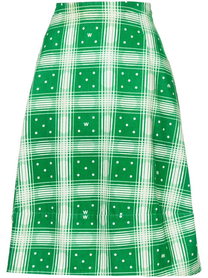 Walter Van Beirendonck Vintage Check Midi Skirt - Green