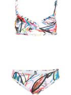 Jeremy Scott Scribble Print Bikini, Women's, Size: 2, Polyester/spandex/elastane
