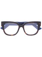Gucci Eyewear Web Arm Tortoiseshell Glasses, Brown, Acetate