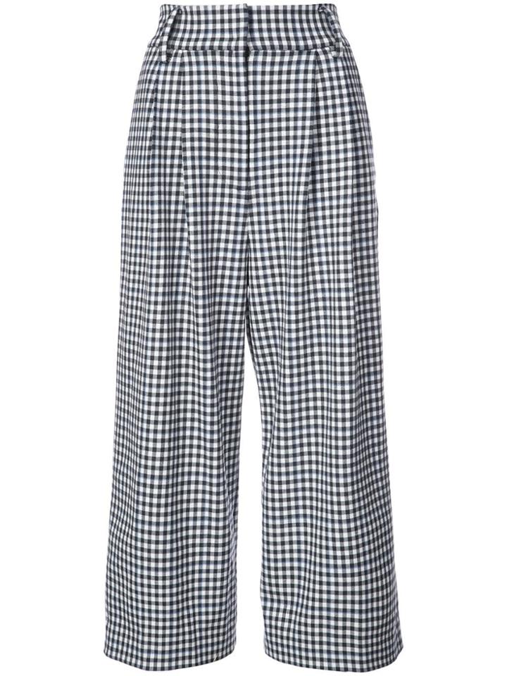 Tibi Bianca Gingham Cropped Trousers - Black