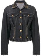 Versace Stud Detailed Denim Jacket - Black