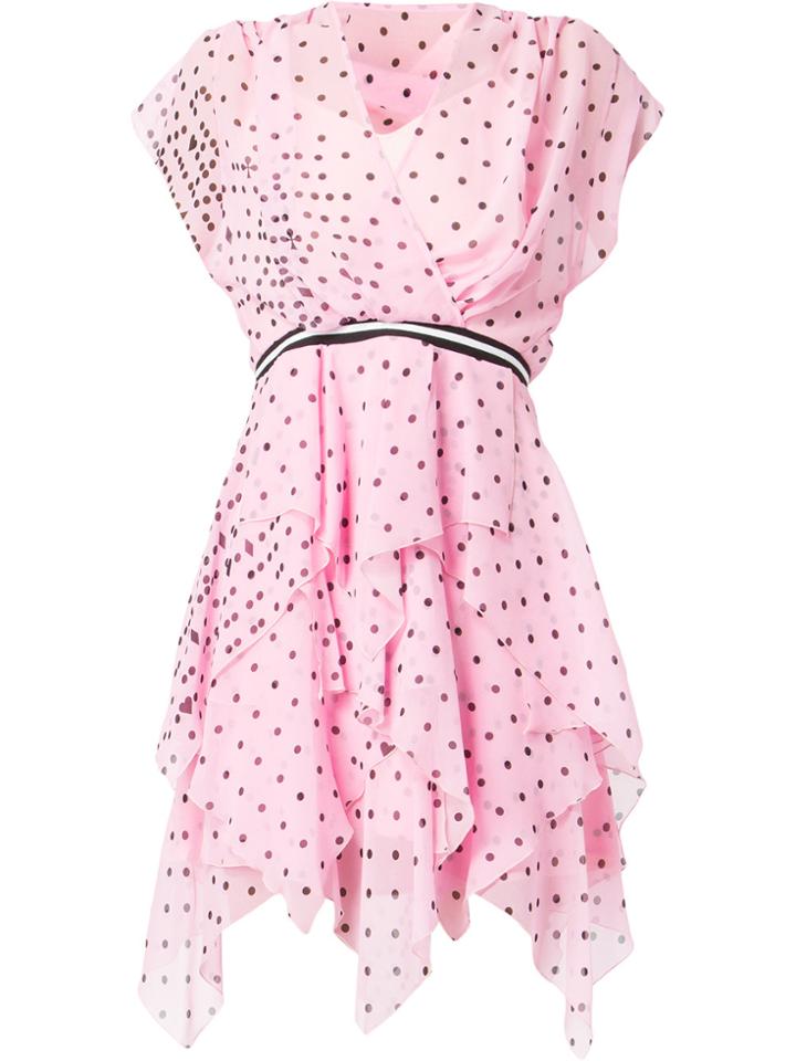 Koché Polka Dot Draped Dress - Pink & Purple