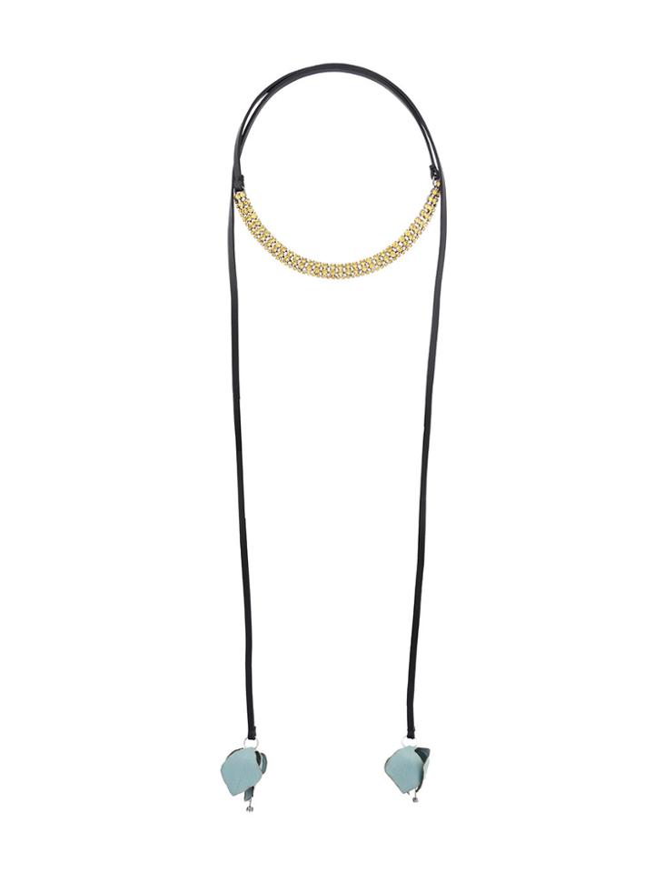 Marni Floral-appliquéd Wrap Necklace - Blue