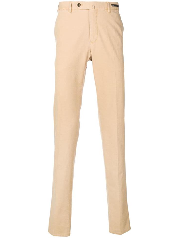 Pt01 Canvas Slim-fit Trousers - Brown
