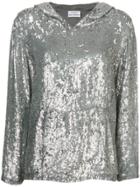 P.a.r.o.s.h. Sequin Hooded Blouse - Silver