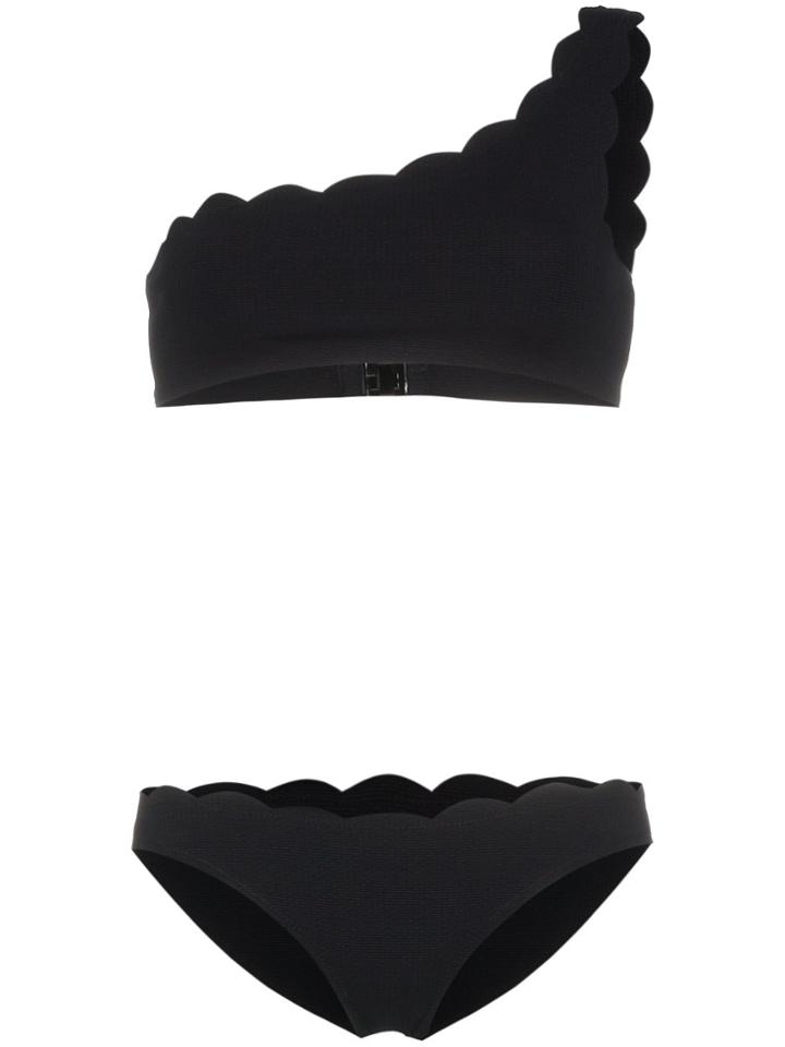 Marysia Santa Barbara One-shoulder Scalloped Bikini - Black