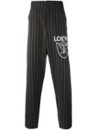 Loewe Logo Pinstripe Trousers, Men's, Size: 38, Grey, Cotton