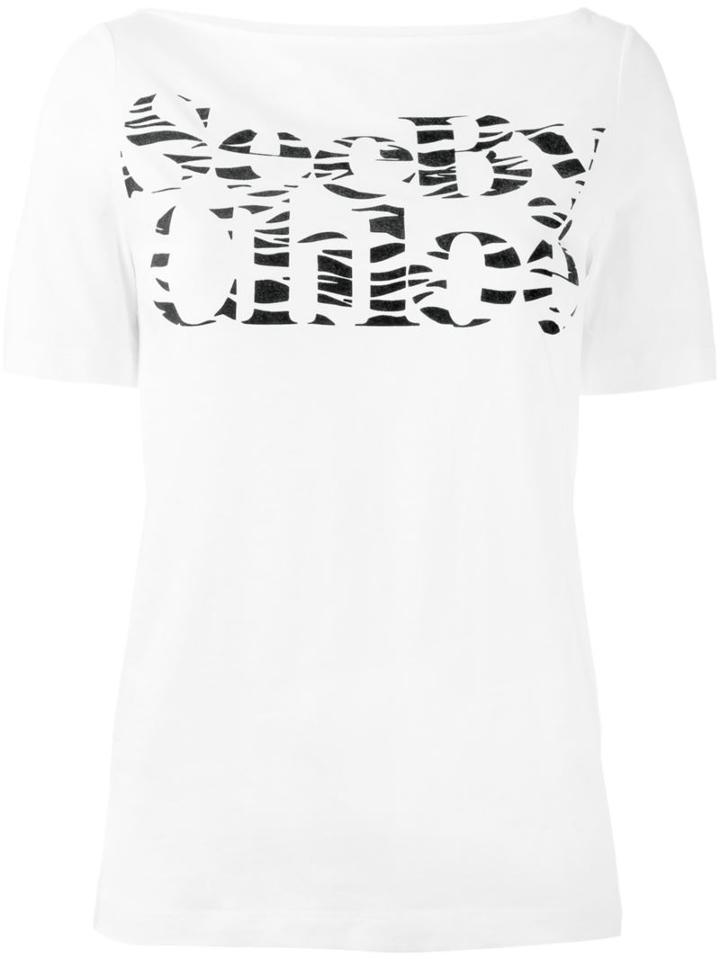 See By Chloé Logo Print T-shirt, Women's, Size: Large, White, Cotton