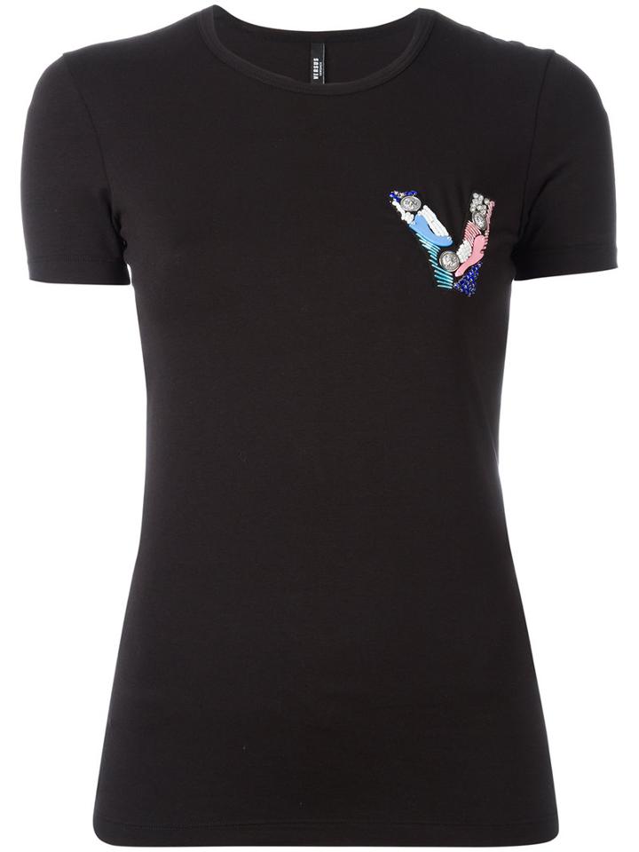 Versus - Embellished Logo T-shirt - Women - Cotton/spandex/elastane - Xs, Women's, Black, Cotton/spandex/elastane