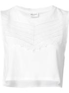 Saint Laurent Embroidered Panel Crop Top, Women's, Size: Medium, White, Cotton
