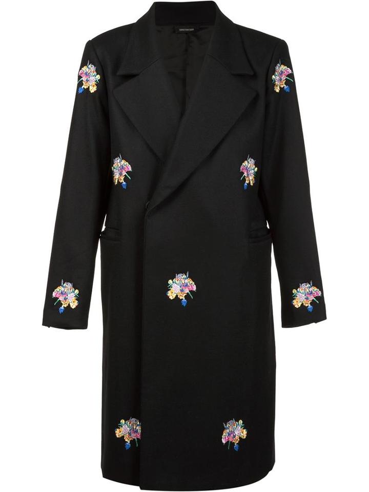 Christian Dada 'sagan' Embroidered Double-breasted Coat, Men's, Size: 52, Black, Cupro/wool