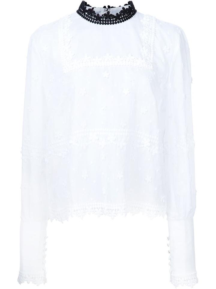 Giamba Contrasting Collar Lace Top