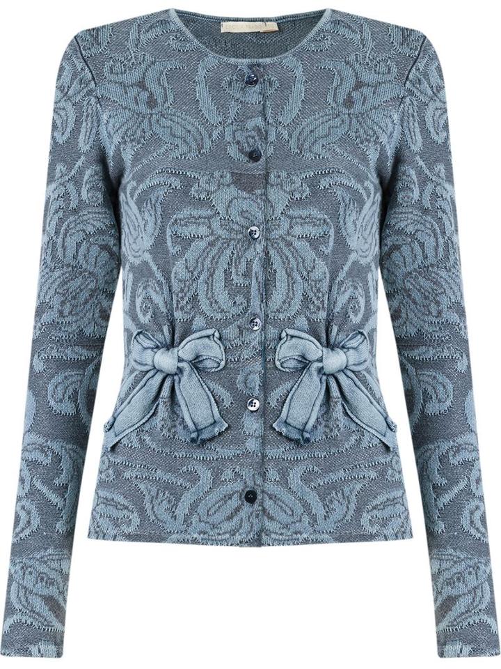 Cecilia Prado Floral Tricot Cardi-coat, Women's, Size: M, Blue, Cotton/metallic Fibre