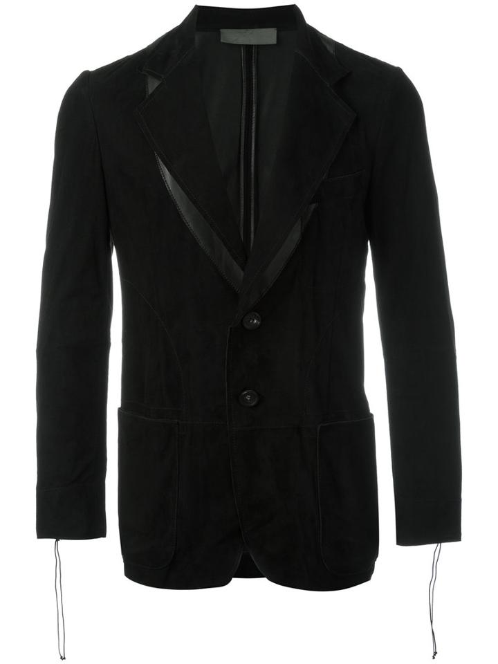 Di Liborio Panelled Blazer, Men's, Size: 50, Black, Suede
