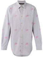 Alexander Wang - Slogan Print Striped Shirt - Men - Cotton - 48, Blue, Cotton