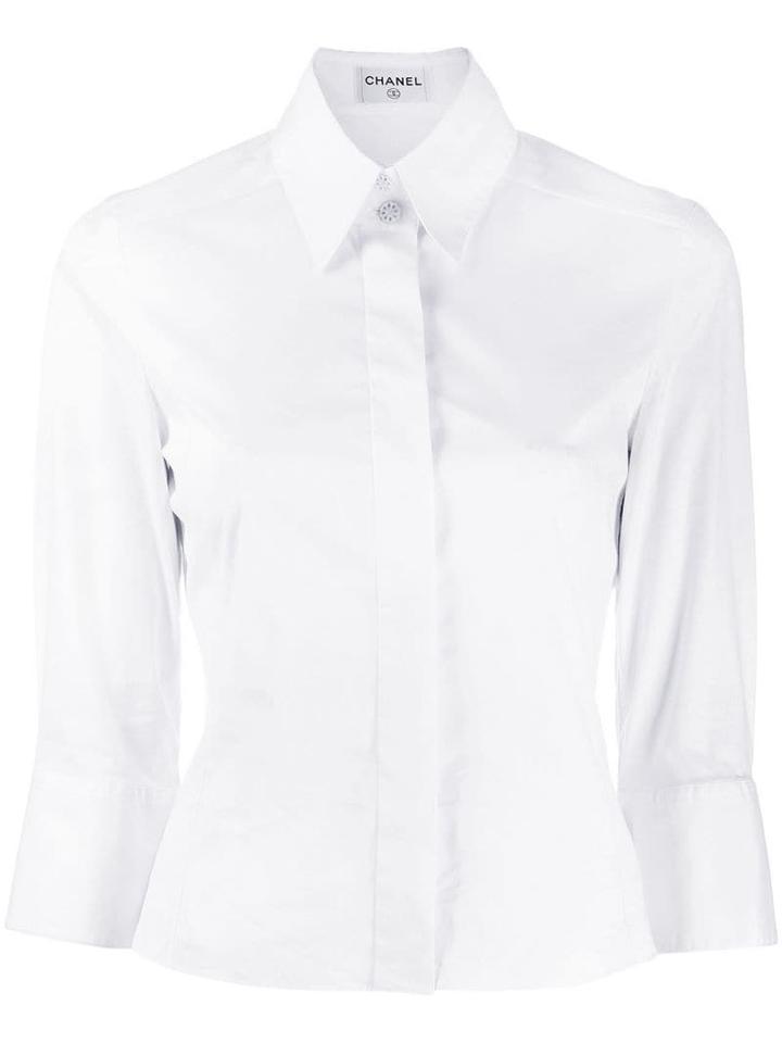 Chanel Pre-owned 1990's Concealed Placket Slim Shirt - White